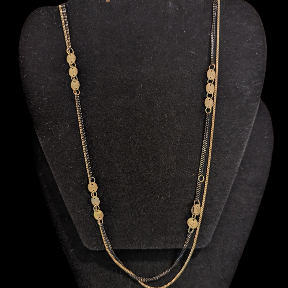 Vintage Coppertone & Black multi strand necklace